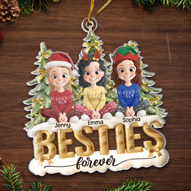 Custom Name Christmas Besties Gifts for Girls - Personalized Ornament