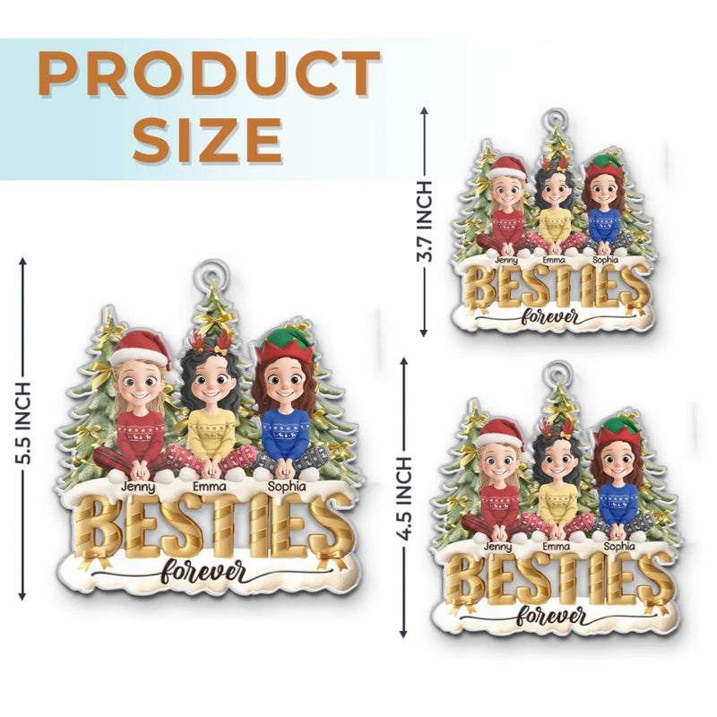 Custom Name Christmas Besties Gifts for Girls - Personalized Ornament