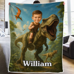Custom Name Dinosaur Adventure Gifts for Kids - Personalized Blanket