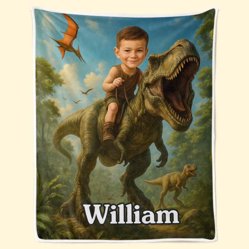 Custom Name Dinosaur Adventure Gifts for Kids - Personalized Blanket