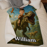 Custom Name Dinosaur Adventure Gifts for Kids - Personalized Blanket