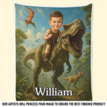 Custom Name Dinosaur Adventure Gifts for Kids - Personalized Blanket