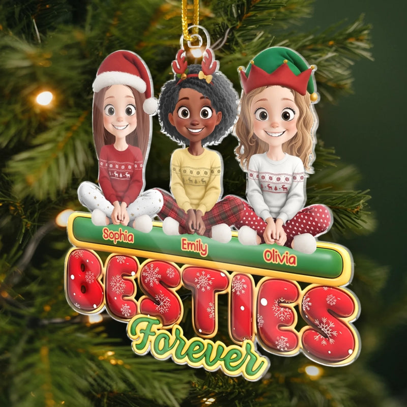Custom Name Christmas Besties Gifts for Girls - Personalized Ornament