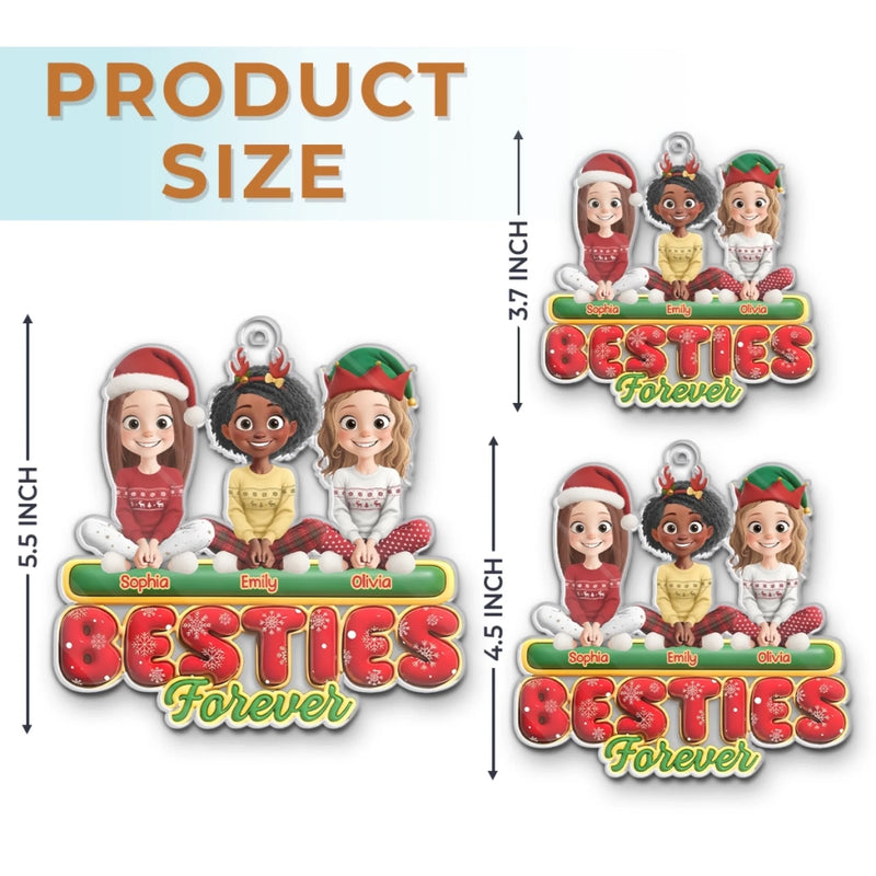 Custom Name Christmas Besties Gifts for Girls - Personalized Ornament