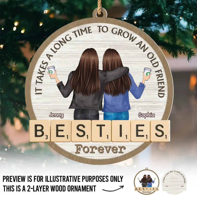 Custom Name Best Friend Gifts - Personalized 2 Layers Ornament