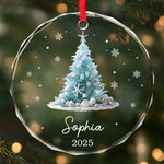 Custom Name Seashell Christmas Tree Gifts - Personalized Glass Ornament