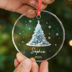 Custom Name Seashell Christmas Tree Gifts - Personalized Glass Ornament