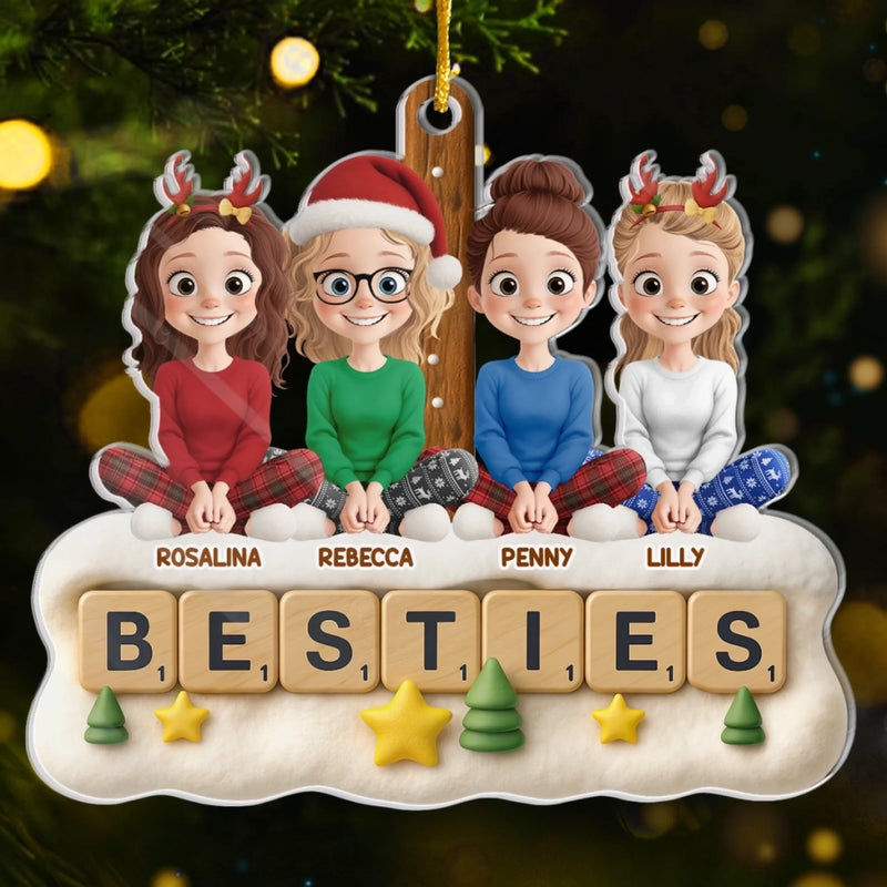 Custom Acrylic Ornament - Personalized Best Friend Christmas Birthday Gifts For Women, Besties, Sisters, BFF - Through Every Storm Still Us