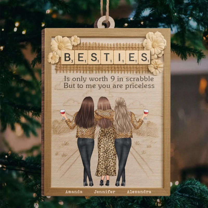Custom Wood Ornament - Personalized Best Friend Christmas Birthday Gifts For Women, Besties, Sisters, BFF - Your Presence Feels Like Home
