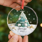 Custom Name Coastal Christmas Tree Gifts - Personalized Glass Ornament