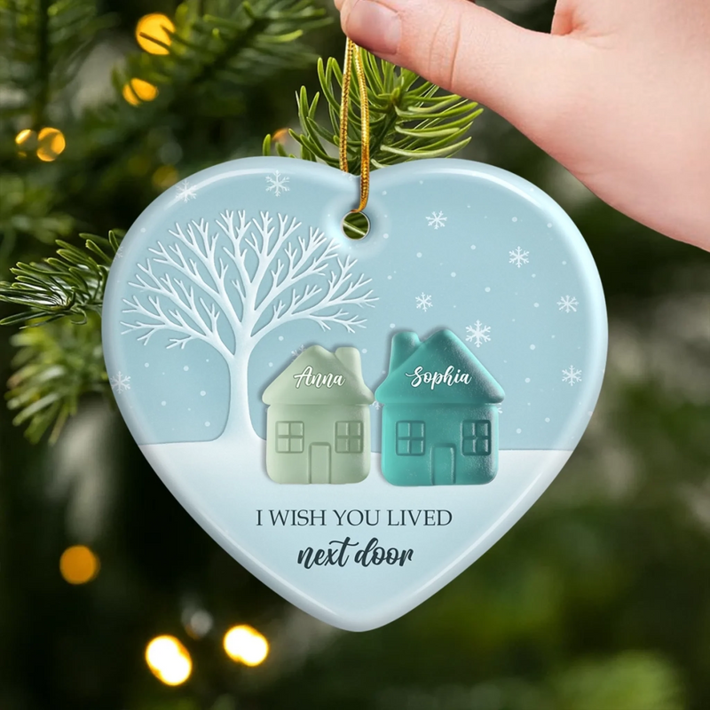 Custom Sea Glass Ceramic Heart Ornament - Personalized Best Friend Christmas Birthday Gifts For Women, Besties, Sisters, BFF - Tumbled Yet Treasured