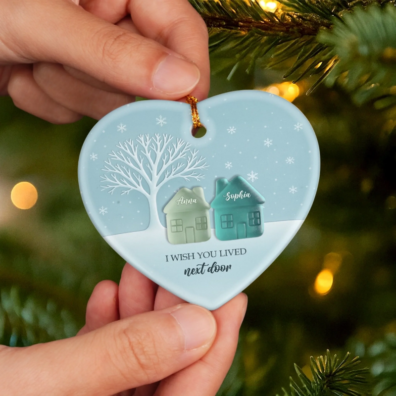 Custom Name Neighbor Christmas Gifts - Personalized Ceramic Ornament