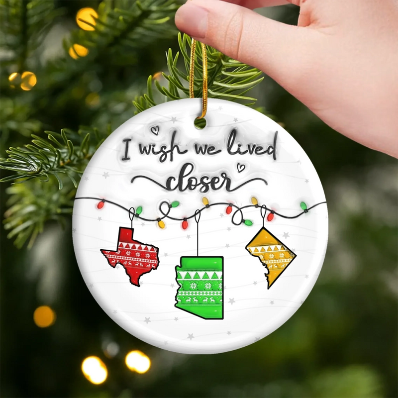Custom Long Distance Ceramic Ornament - Personalized Best Friend Christmas Birthday Gifts For Women, Besties, Sisters, BFF - Miles Apart Still Connected