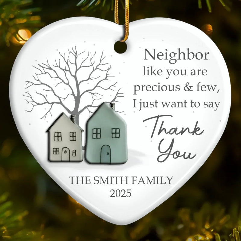 Custom Family Name Neighbor Thank You Gifts - Personalized Ceramic Ornament