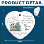 Custom Family Name Neighbor Thank You Gifts - Personalized Ceramic Ornament