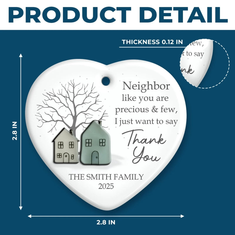 Custom Family Name Neighbor Thank You Gifts - Personalized Ceramic Ornament