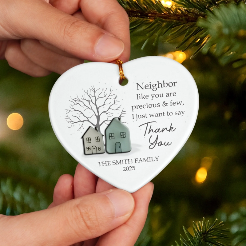 Custom Family Name Neighbor Thank You Gifts - Personalized Ceramic Ornament