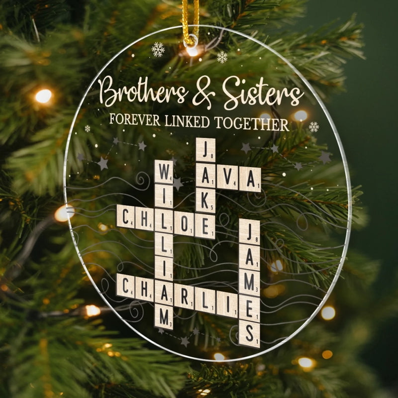 Custom Scrabble Acrylic Ornament - Personalized Christmas Birthday Gifts For Brother, Sister - Growing Side By Side Always