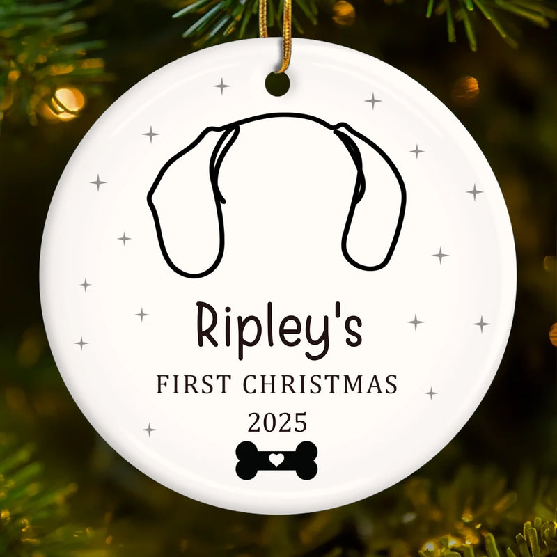 Custom Name Dog First Christmas Gifts - Personalized Ceramic Ornament
