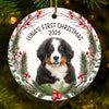 Custom First Christmas Pet Ceramic Ornament - Personalized Christmas Birthday Gifts For Dog Lovers, Cat Lovers, Pet Dad And Mom, New Pet Ornament - Barking Through The Snow