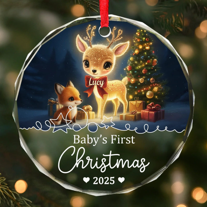 Custom Name Baby's First Christmas Gifts for Baby - Personalized Glass Ornament