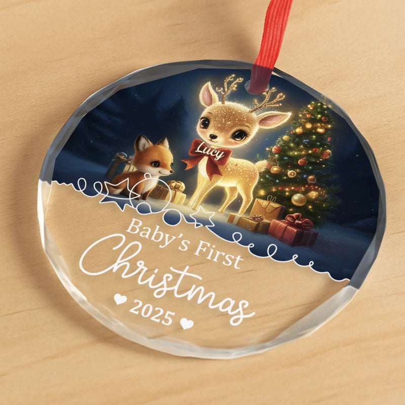 Custom Name Baby's First Christmas Gifts for Baby - Personalized Glass Ornament
