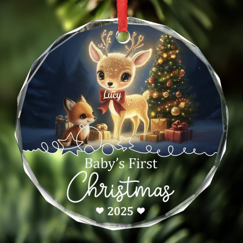 Custom Name Baby's First Christmas Gifts for Baby - Personalized Glass Ornament
