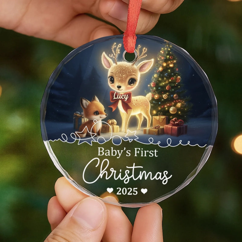Custom Name Baby's First Christmas Gifts for Baby - Personalized Glass Ornament