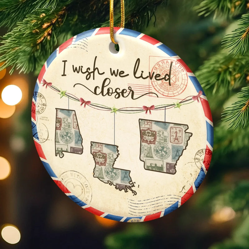 Long Distance Family Christmas Keepsake - Ceramic Ornament