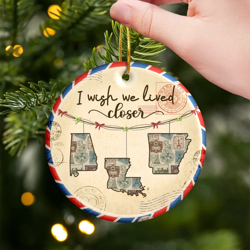 Long Distance Family Christmas Keepsake - Ceramic Ornament