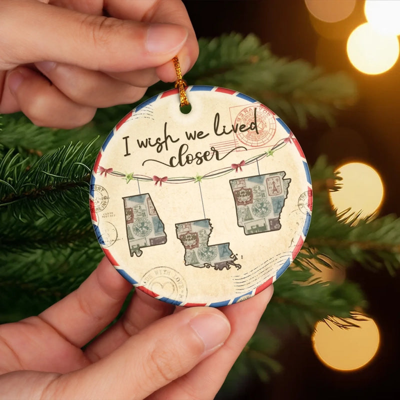 Long Distance Family Christmas Keepsake - Ceramic Ornament