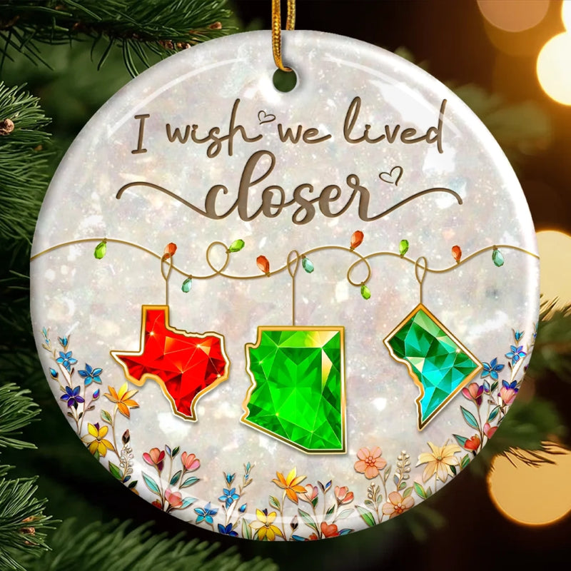 Custom Long Distance Ceramic Ornament - Personalized Best Friend Christmas Birthday Gifts For Women, Besties, Sisters, BFF - Our Bond Travels Every Mile
