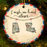 Long Distance Family Christmas Keepsake - Ceramic Ornament