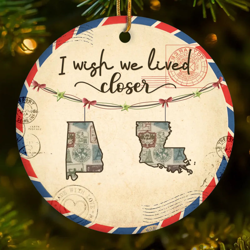 Long Distance Family Christmas Keepsake - Ceramic Ornament
