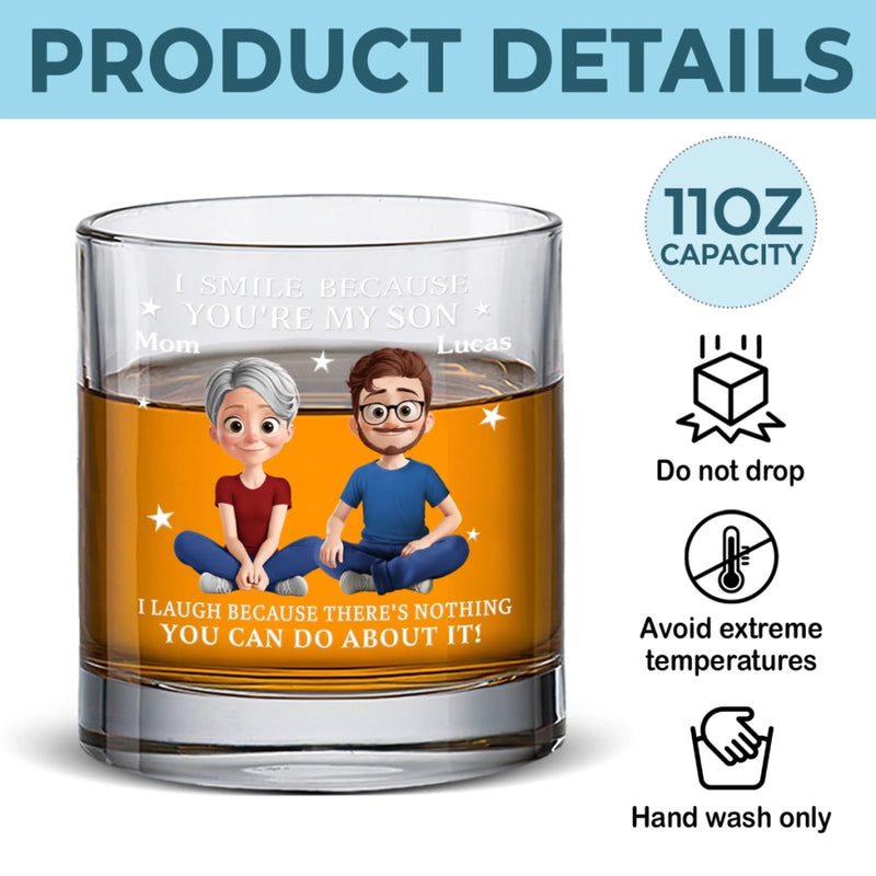 Custom Name Funny Gifts for Son from Mom - Personalized Whiskey Glass
