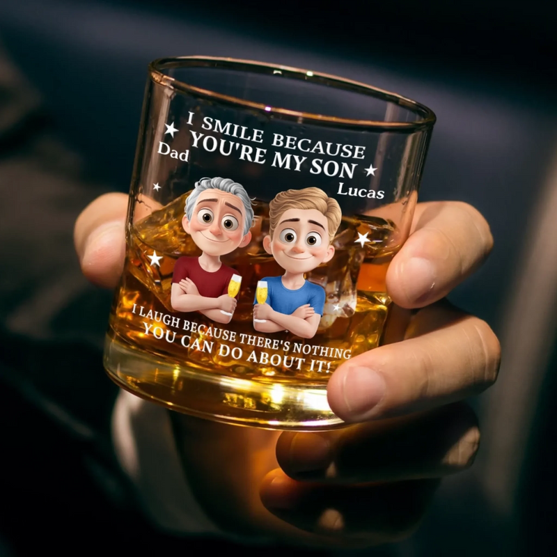 Custom Name Funny Mom and Son Gifts - Personalized Whiskey Glass
