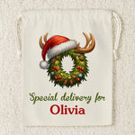 Custom Name Christmas Elf Gifts for Kids - Personalized Christmas Favor Bag