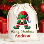 Custom Name Christmas Elf Gifts for Kids - Personalized Christmas Favor Bag
