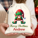 Custom Name Christmas Elf Gifts for Kids - Personalized Christmas Favor Bag
