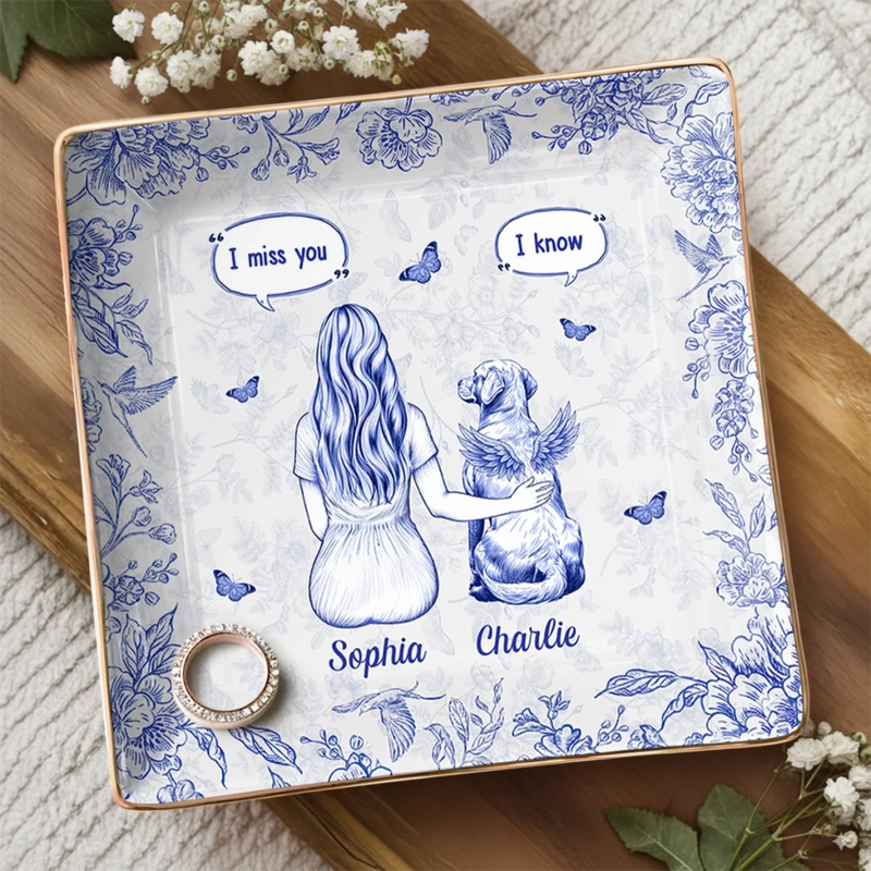 Custom Name Pet Memorial Gifts - Personalized Full-Print Jewelry Dish