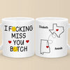 Custom Long Distance Mug - Personalized Best Friend Christmas Birthday Gifts For Women, Besties, Sisters, BFF - Never Too Far To Have Coffee Together