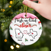 Custom Long Distance Ceramic Ornament - Personalized Best Friend Christmas Birthday Gifts For Women, Besties, Sisters, BFF - Our Bond Knows No Miles