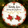 Custom Long Distance Ceramic Ornament - Personalized Christmas Birthday Gifts For Mom, Dad, Brother, Sister, Kids - Poinsettias Bloom Where Hearts Meet