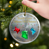 Custom Long Distance Ceramic Ornament - Personalized Christmas Birthday Gifts For Mom, Dad, Brother, Sister, Kids - Every Mile Reflects Our Bond