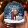 Custom Acrylic Snow Globe - Personalized Best Friend Christmas Birthday Gifts For Women, Besties, Sisters, BFF - Warm Lights Happy Hearts