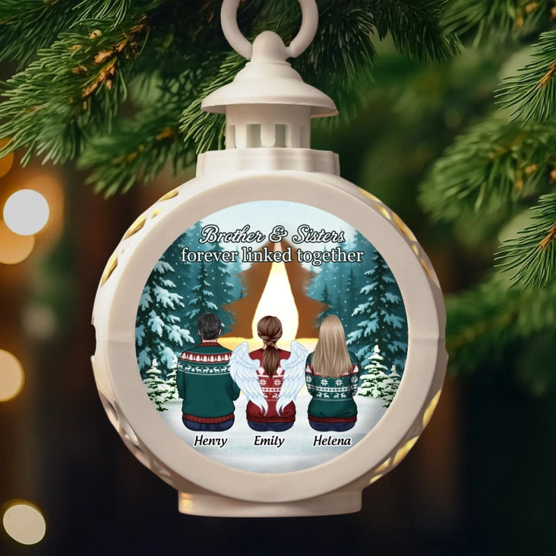 Custom Name Angel Sibling Christmas Gifts - Personalized Candlelight Lantern Ornament