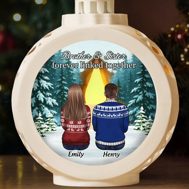Custom Name Angel Sibling Christmas Gifts - Personalized Candlelight Lantern Ornament
