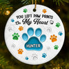 Custom Ceramic Ornament - Personalized Pet Christmas Memorial Sympathy Gifts For Dogs, Cats - Pawprints Etched On My Heart