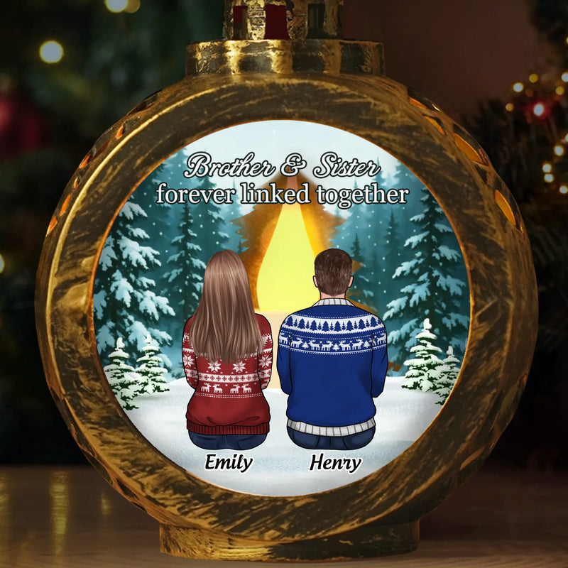 Custom Name Angel Sibling Christmas Gifts - Personalized Candlelight Lantern Ornament