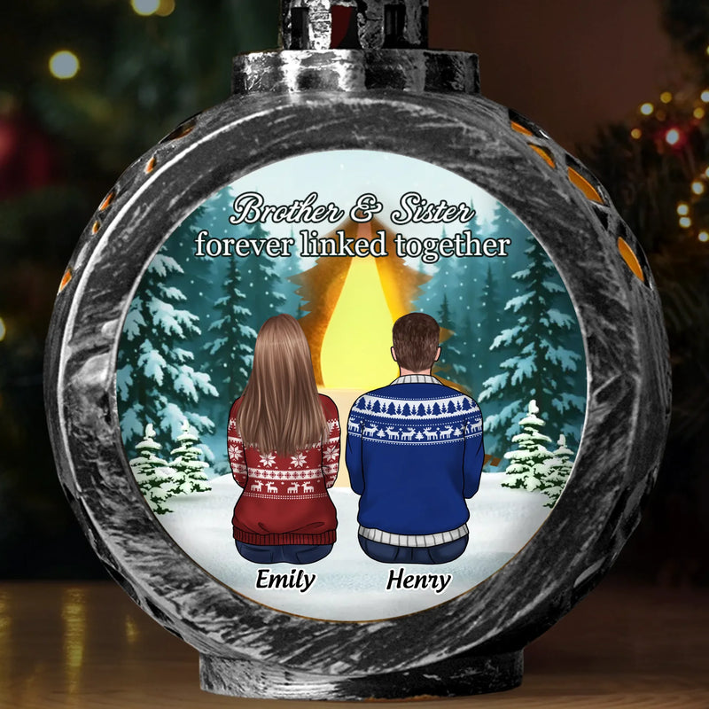 Custom Name Angel Sibling Christmas Gifts - Personalized Candlelight Lantern Ornament